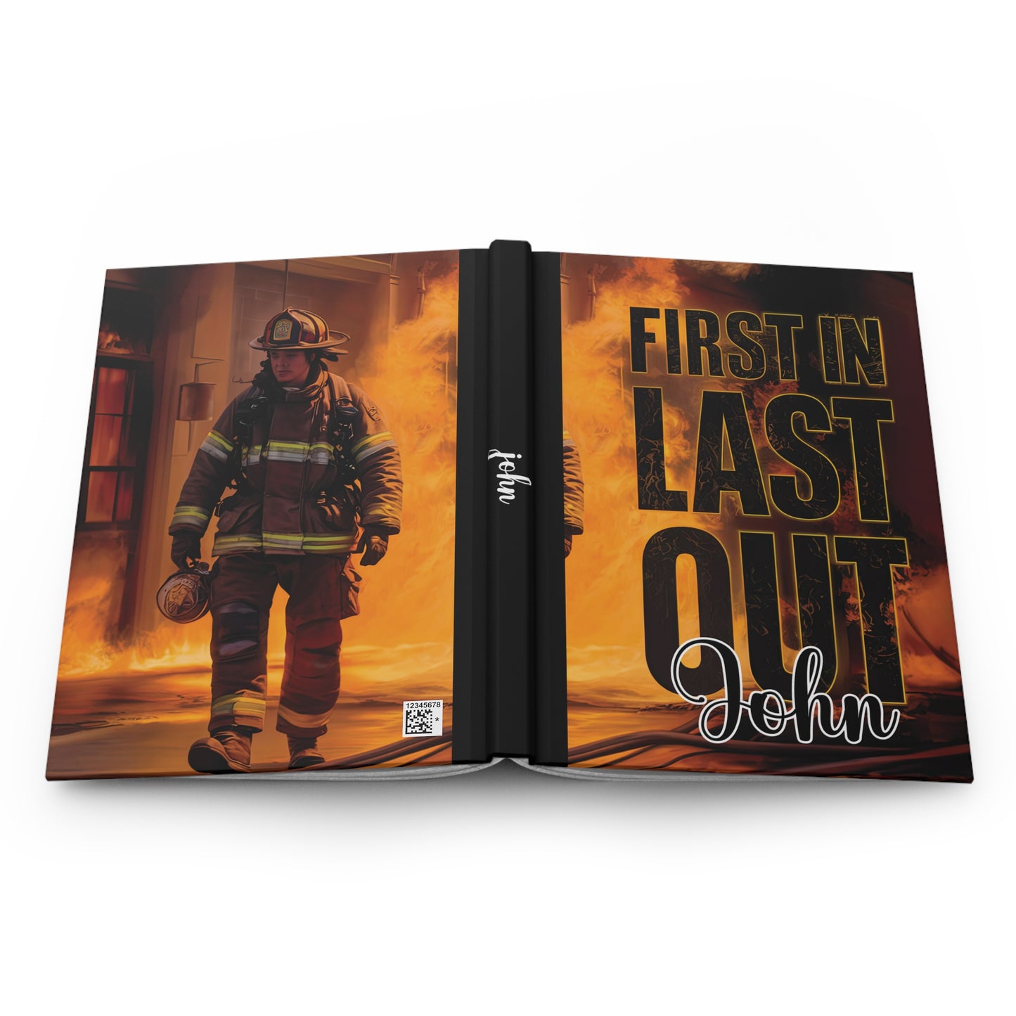 Personalised Hardcover Journal Matte, Fireman, First in Last Out, awd-1669