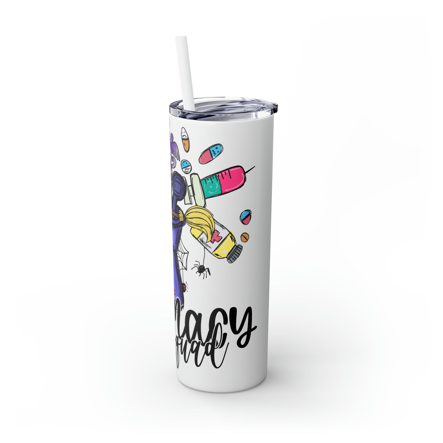 Skinny Tumbler with Straw, 20oz, Pharmacy Squad