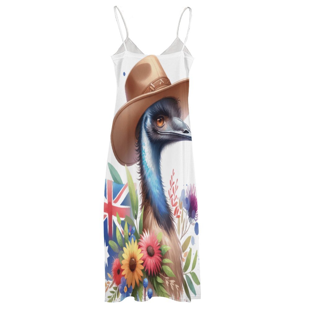 Australian Animals Emu Spaghetti Strap Ankle-Length Dress Long dress