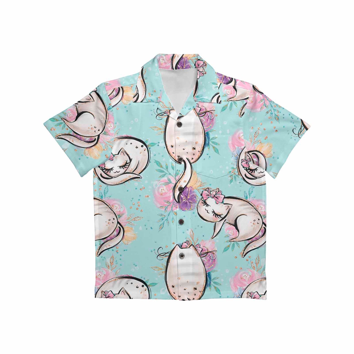 Blue Cats  Little Boys Hawaiian Shirt