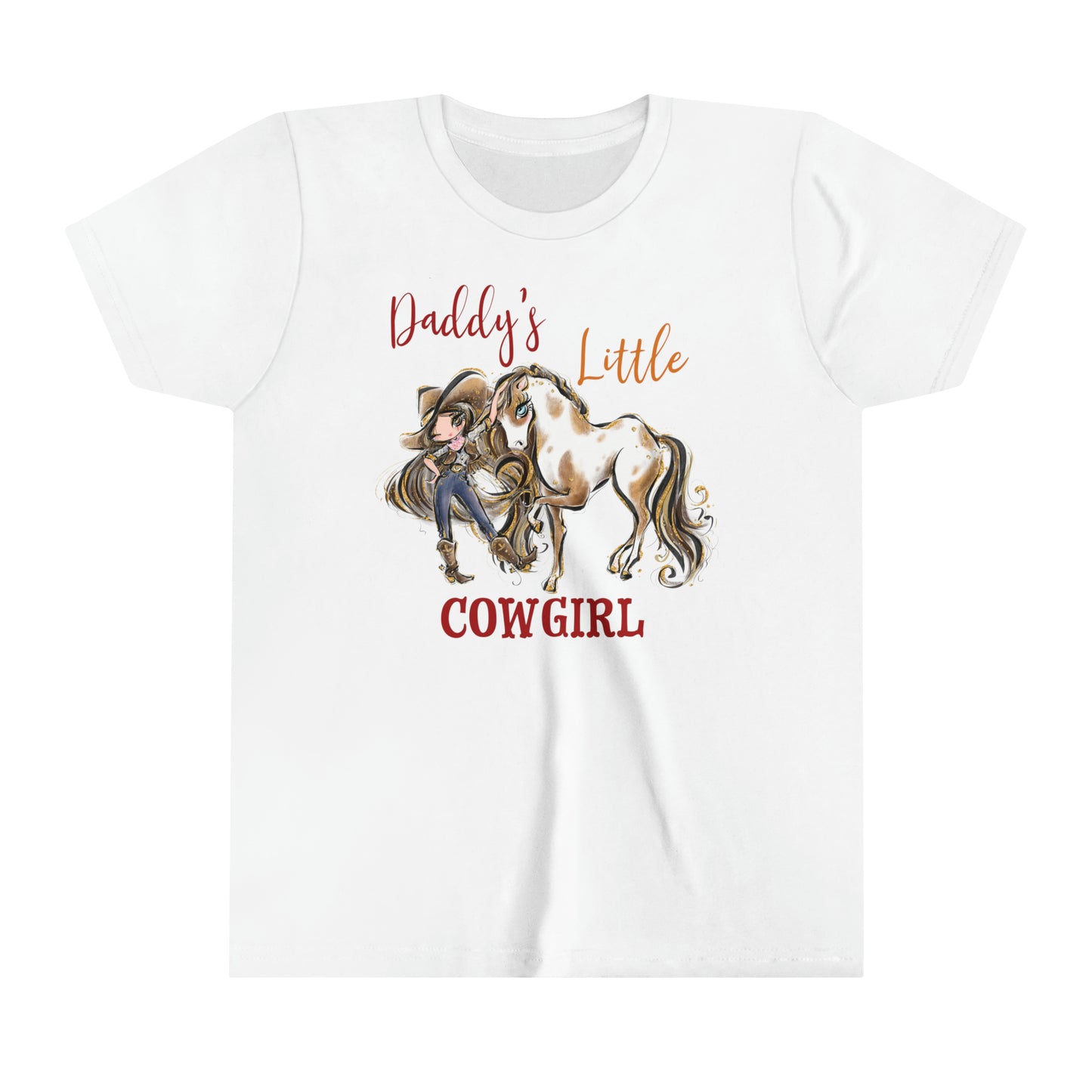 Youth Short Sleeve Tee, Daddy's Little Cowgirl, Country and Western T-Shirt