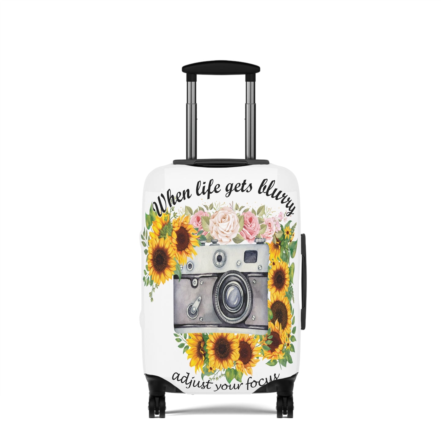 Luggage Cover, Camera, Sunflowers, When life gets Blurry adjust your Focus, awd-1372