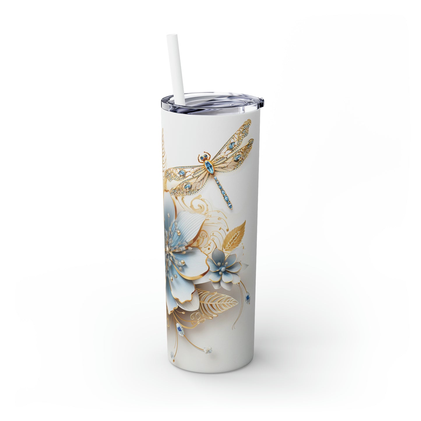 Skinny Tumbler with Straw, 20oz, Floral, awd-416