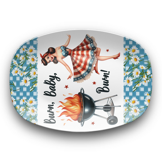 BBQ Platter Burn Baby Burn 10"x14" Platter