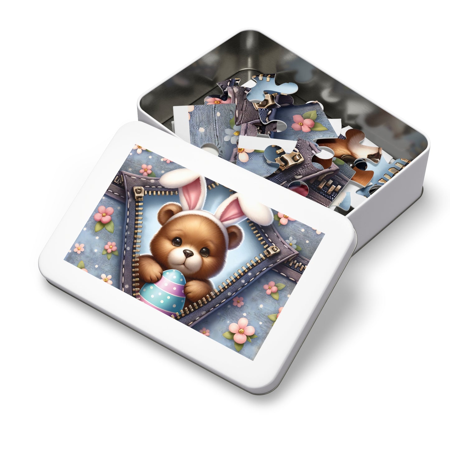 Jigsaw Puzzle, Easter, Bear with Bunny Ears, Personalised/Non-Personalised (30, 110, 252, 500,1000-Piece)