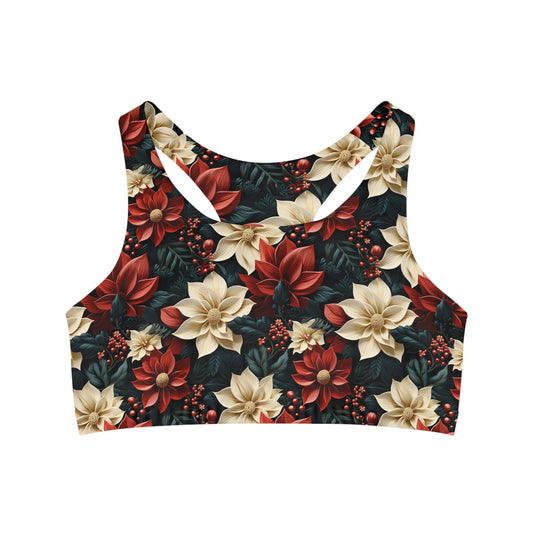 Seamless Sports Bra, Poinsettia