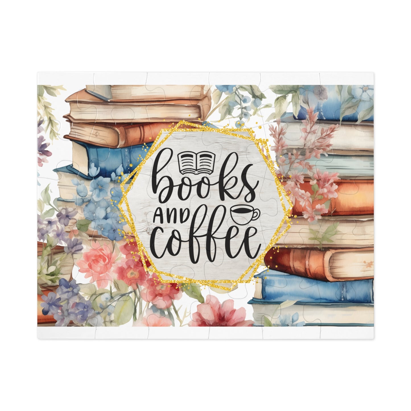 Jigsaw Puzzle, Book Lovers, Books and Coffee, Personalised/Non-Personalised (30, 110, 252, 500,1000-Piece)