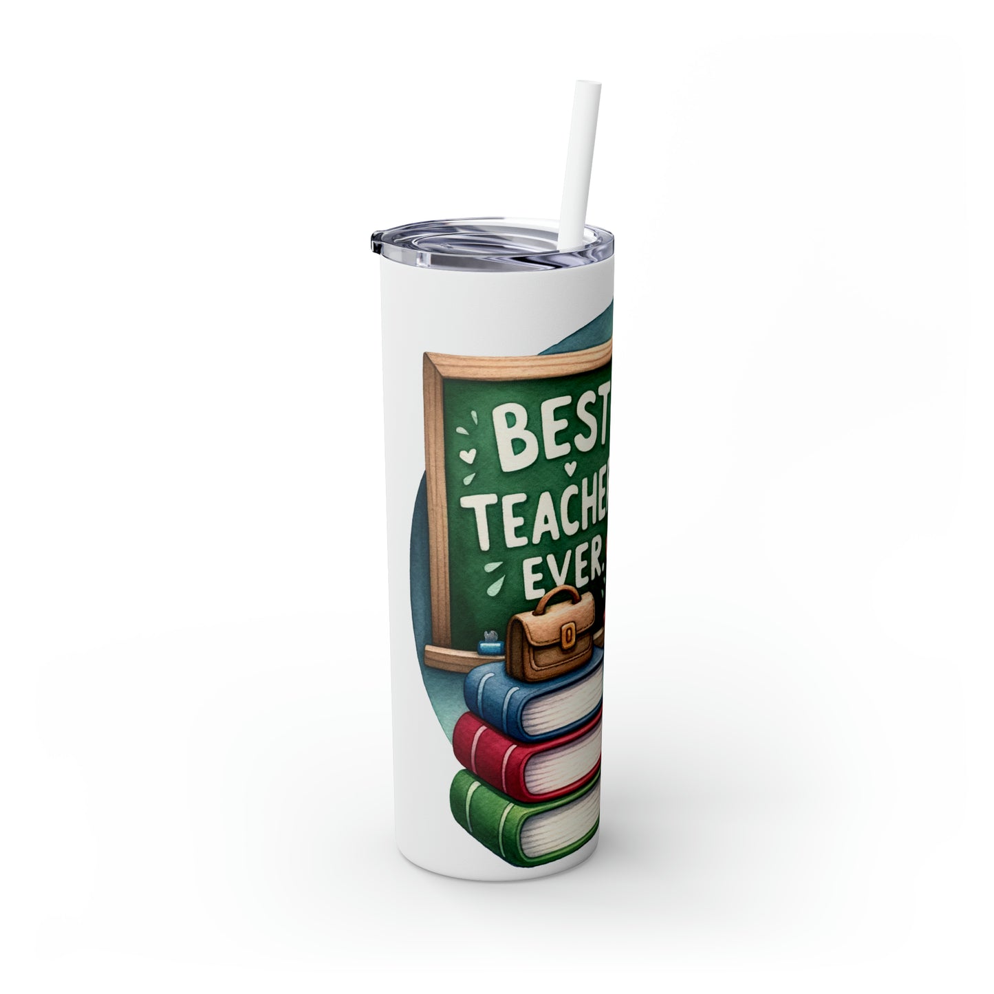 Skinny Tumbler with Straw, 20oz, Teacher