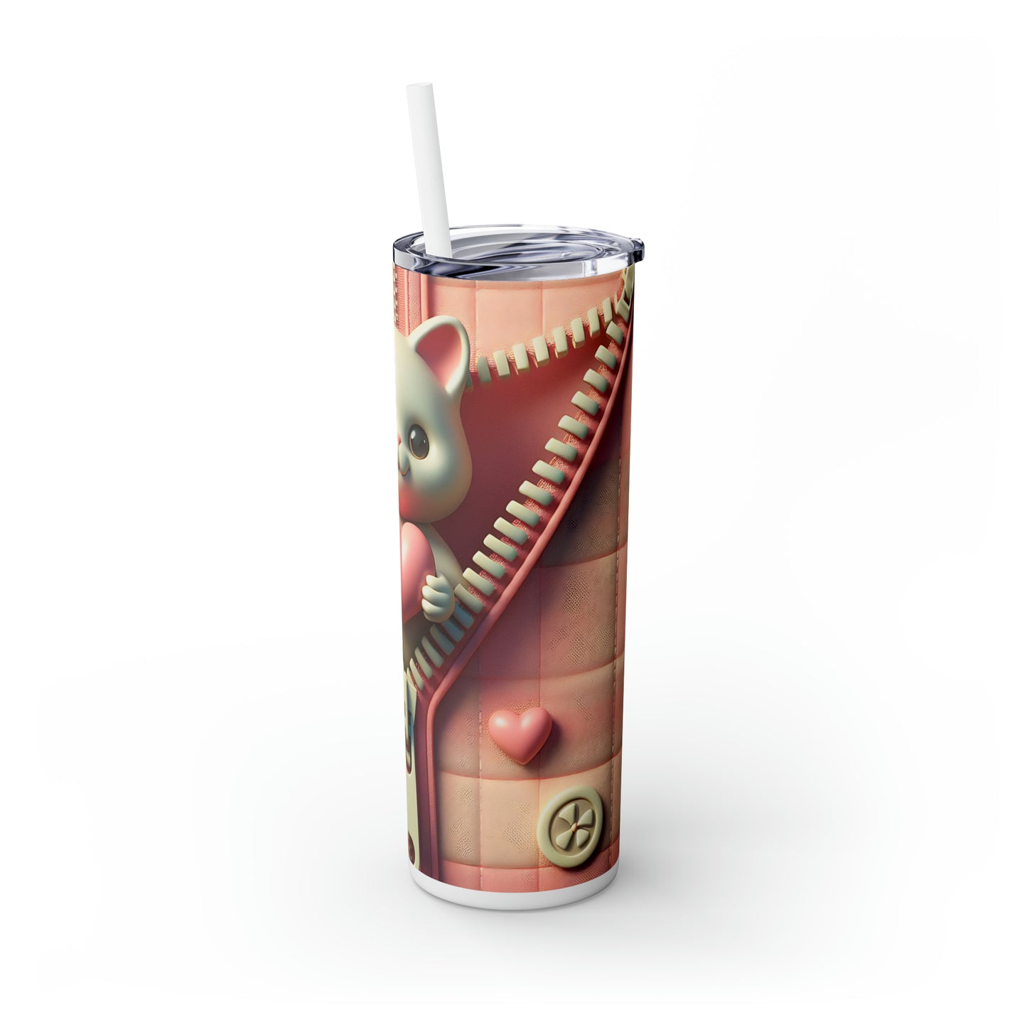 Skinny Tumbler with Straw, 20oz, Cat, Valentines Day, awd-941