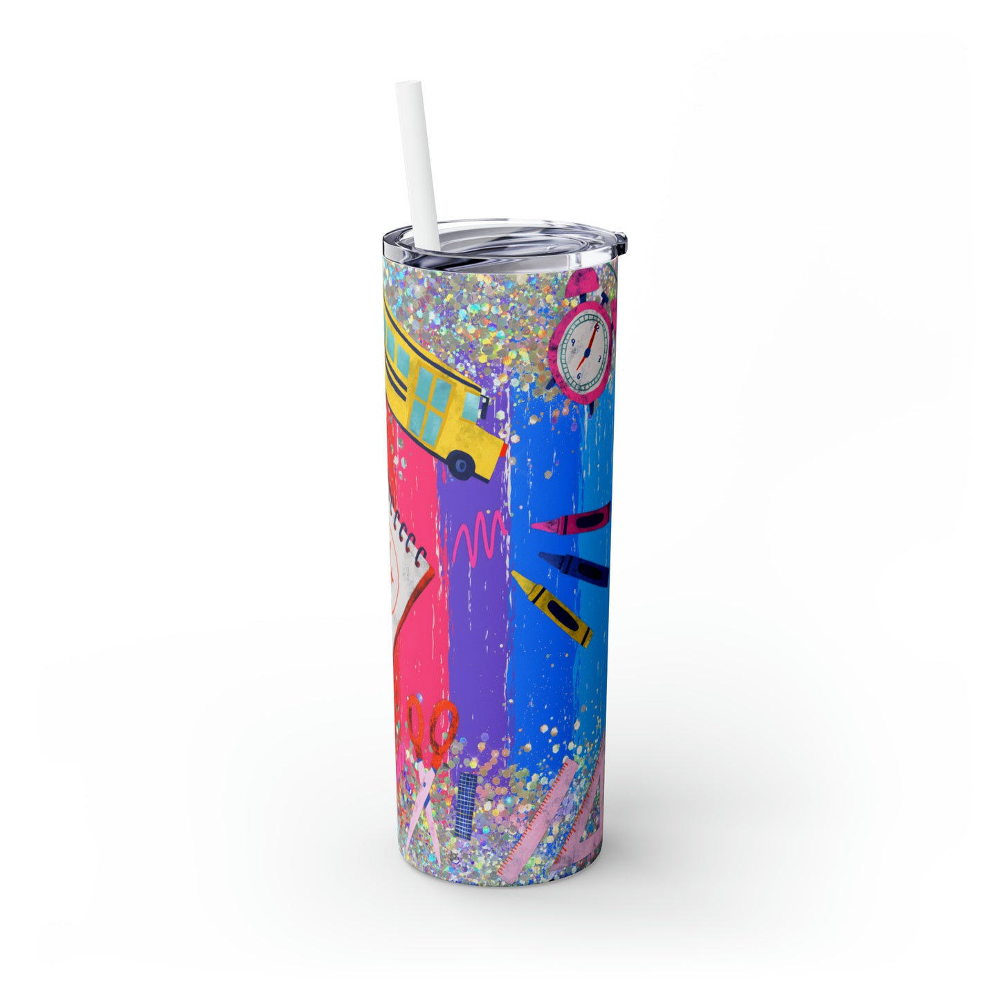 Skinny Tumbler with Straw, 20oz, School, Teacher