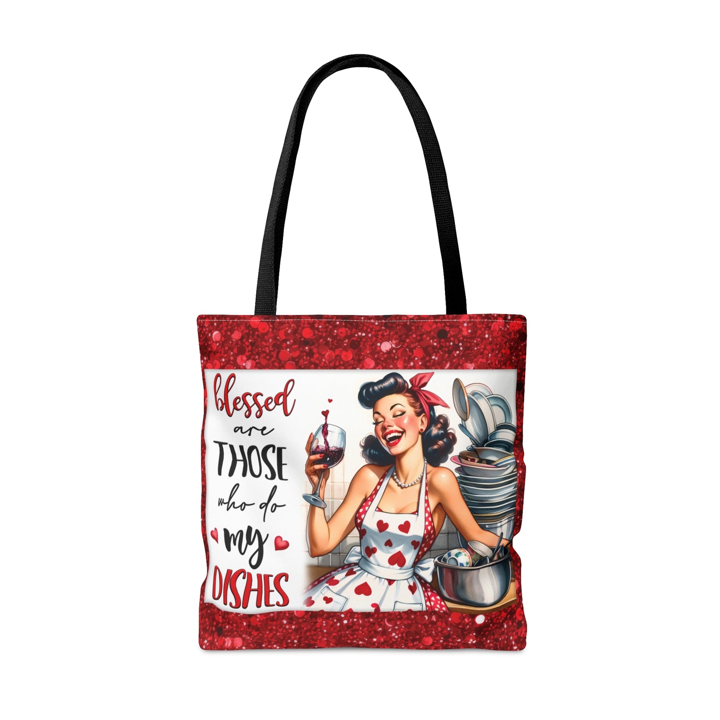 Tote Bag, Retro, Blessed are those who do the Dishes