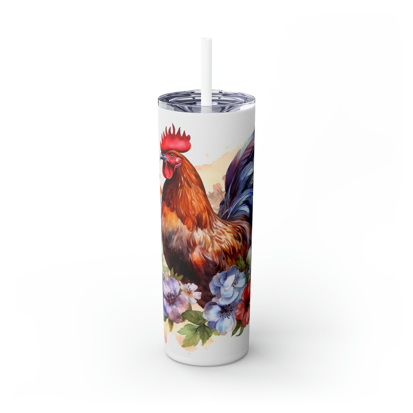 Skinny Tumbler with Straw, 20oz, Rooster