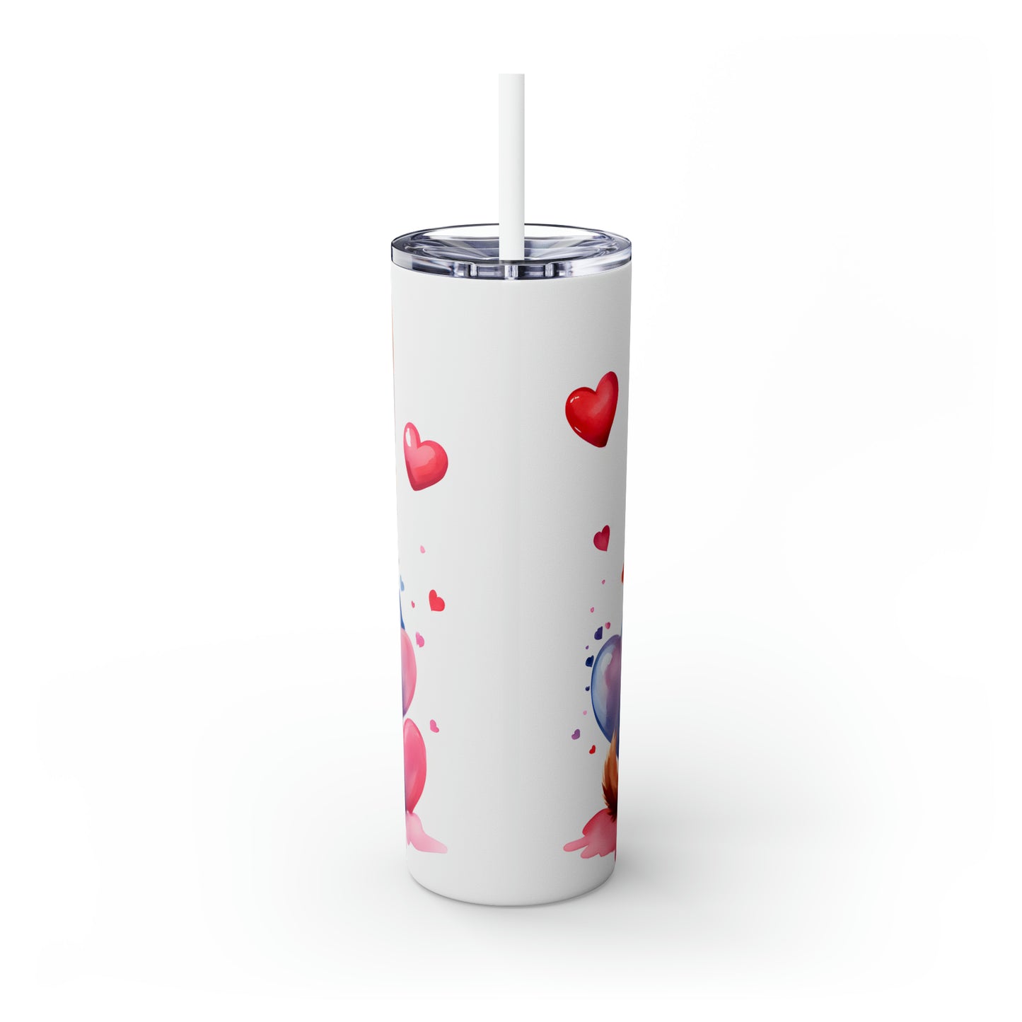 Skinny Tumbler with Straw, 20oz, Cat