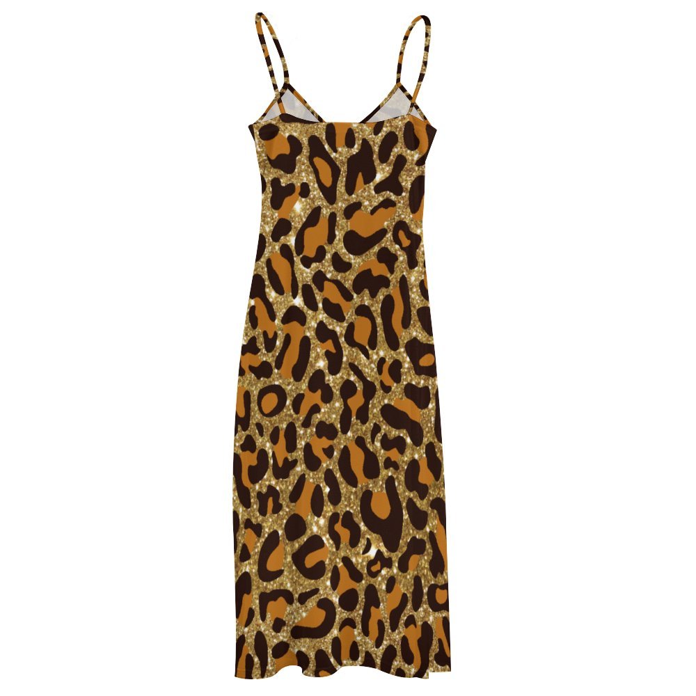 Animal Print Spaghetti Strap Ankle-Length Dress Long dress