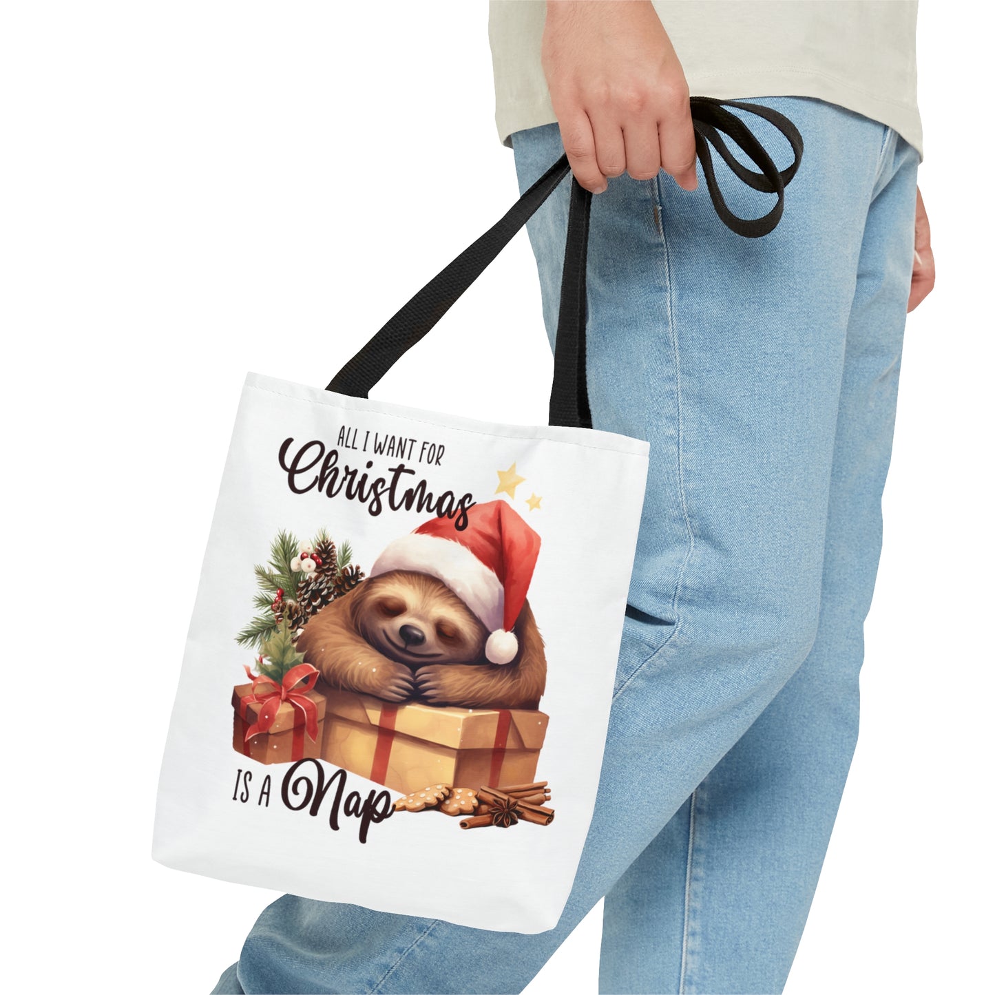 Tote Bag, Christmas, Sloth, Personalised/Non-Personalised Tote bag