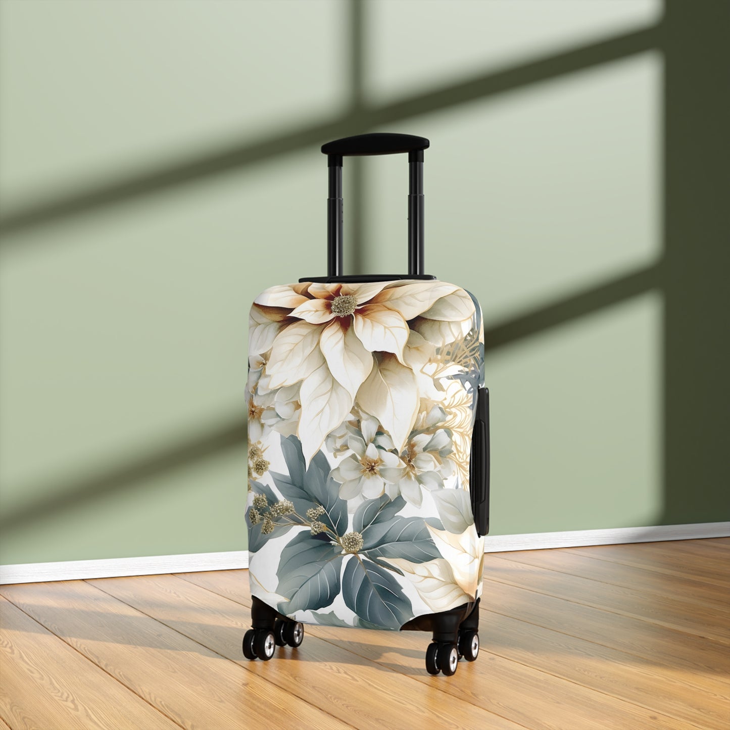 Luggage Cover, Cream Poinsettia