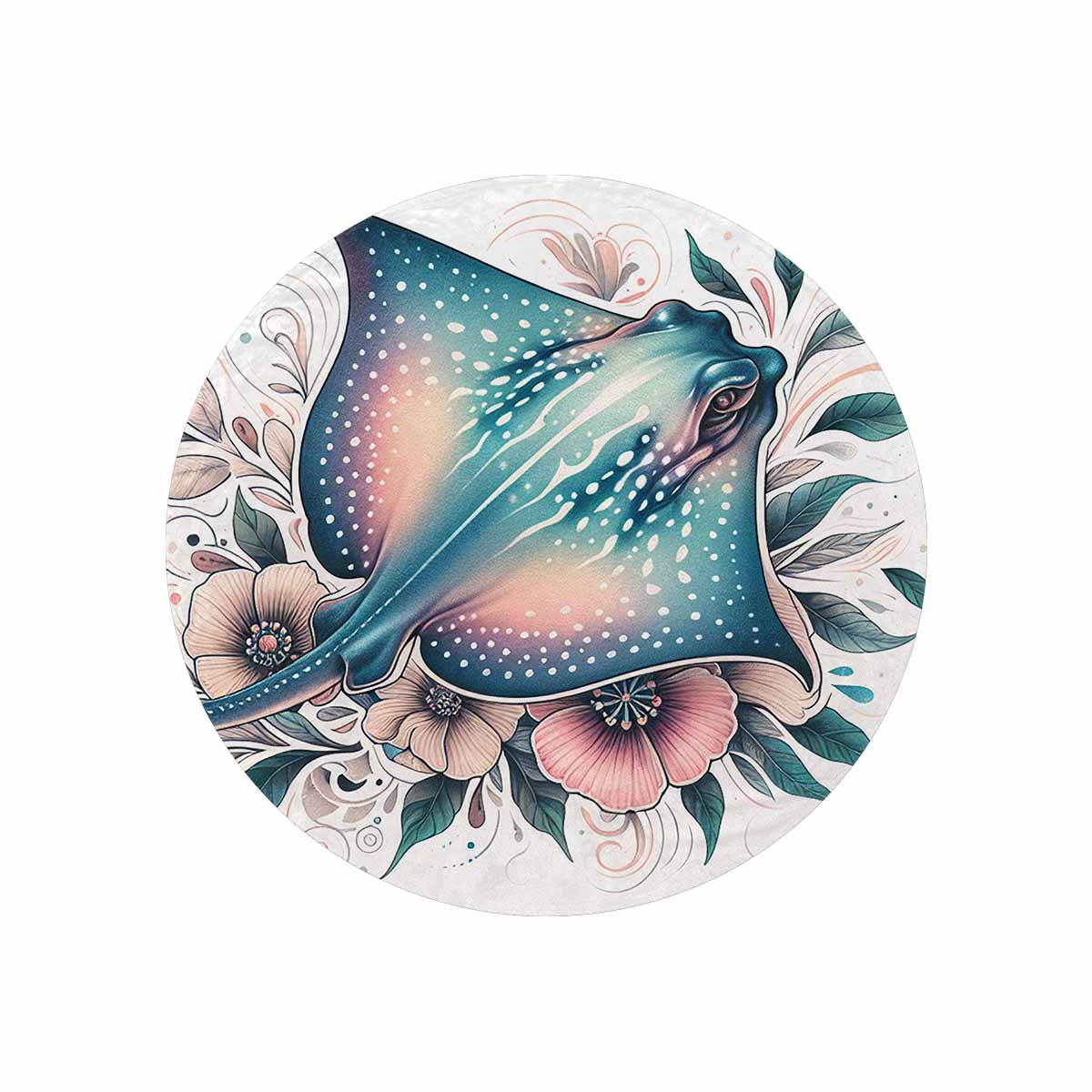 Sea_Animals_Stingray_Awd351106  Circular Micro Fleece Blanket 60"