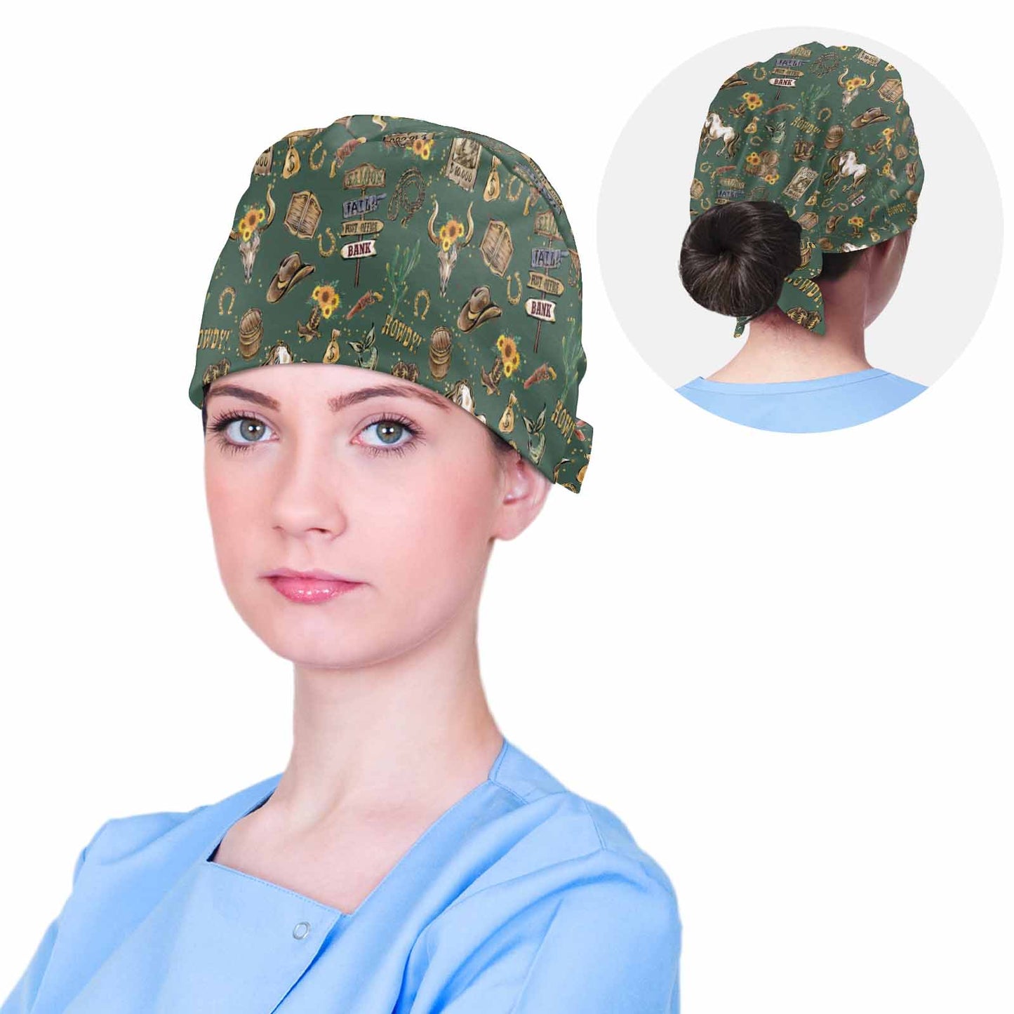 Nurse Scrub Cap Green Western  Scrub Cap