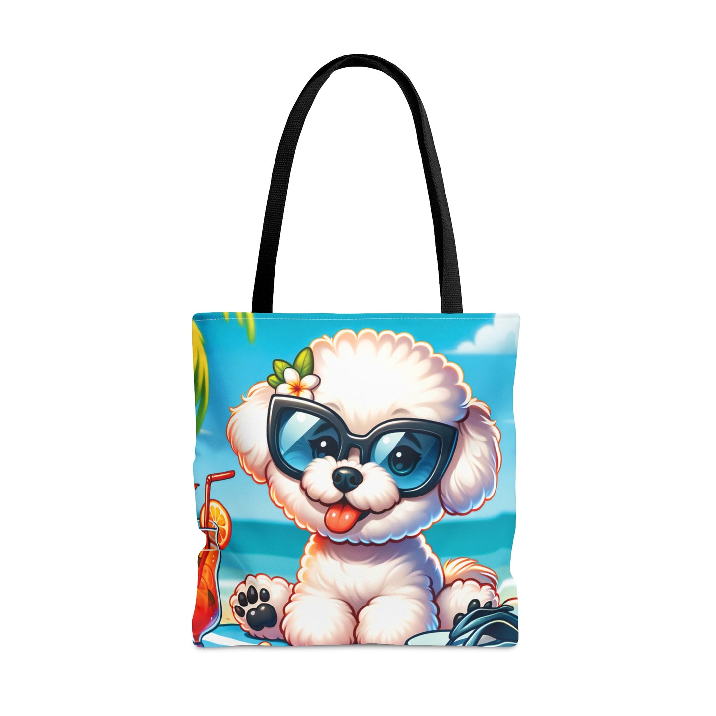 Tote Bag, Dog on Beach, Bichon Frise, Tote bag, awd-1107