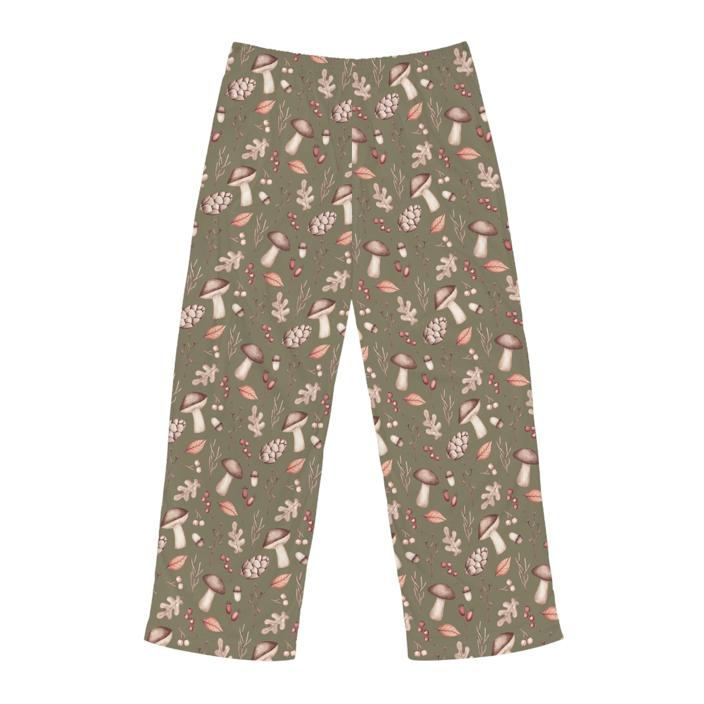 Men's Pajama Pants, Mushroom and Acorns, Sleepwear Bottoms