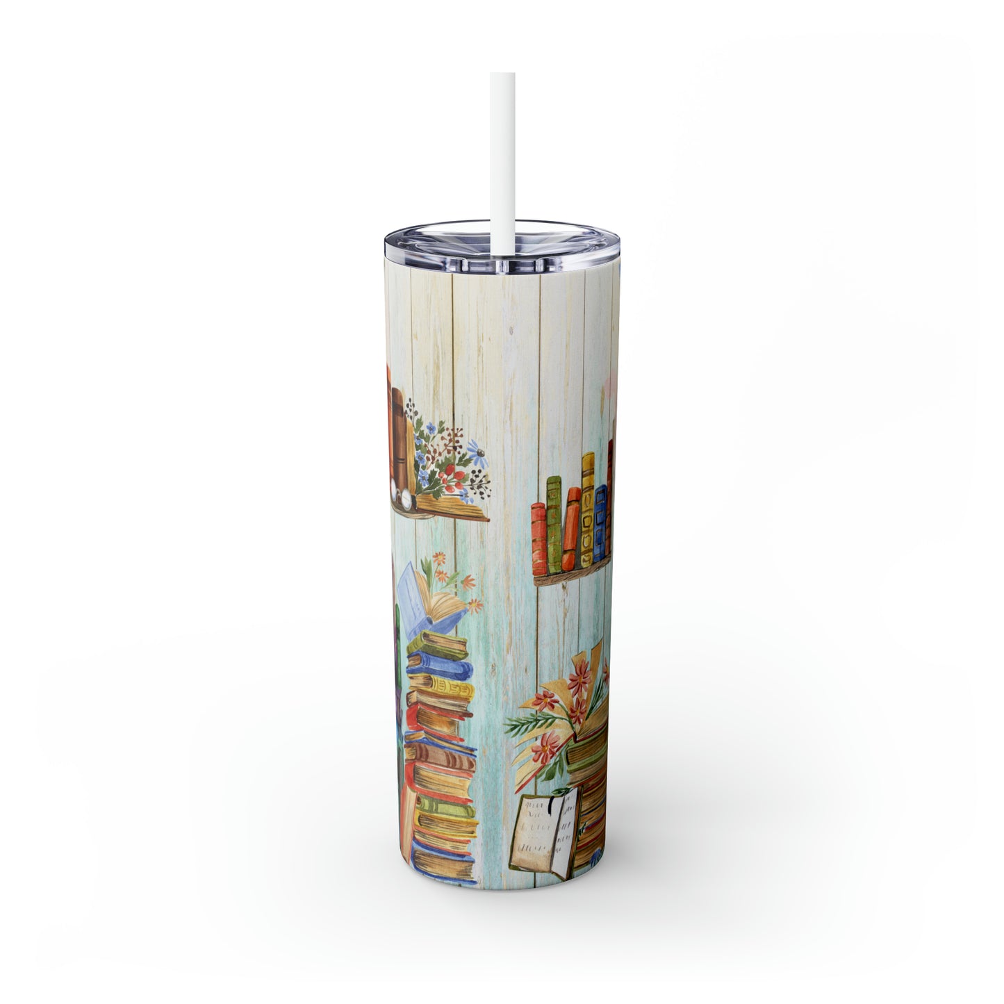 Skinny Tumbler with Straw, 20oz, Just A Girl Who loves Books