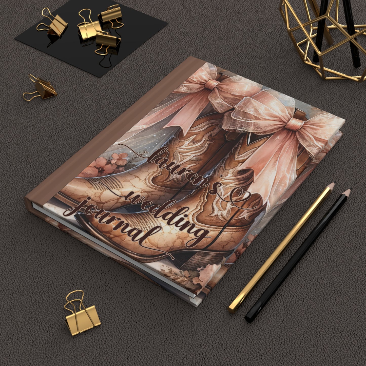 Personalised Hardcover Wedding Journal Matte, Country and Western, Country Boots, awd-1771