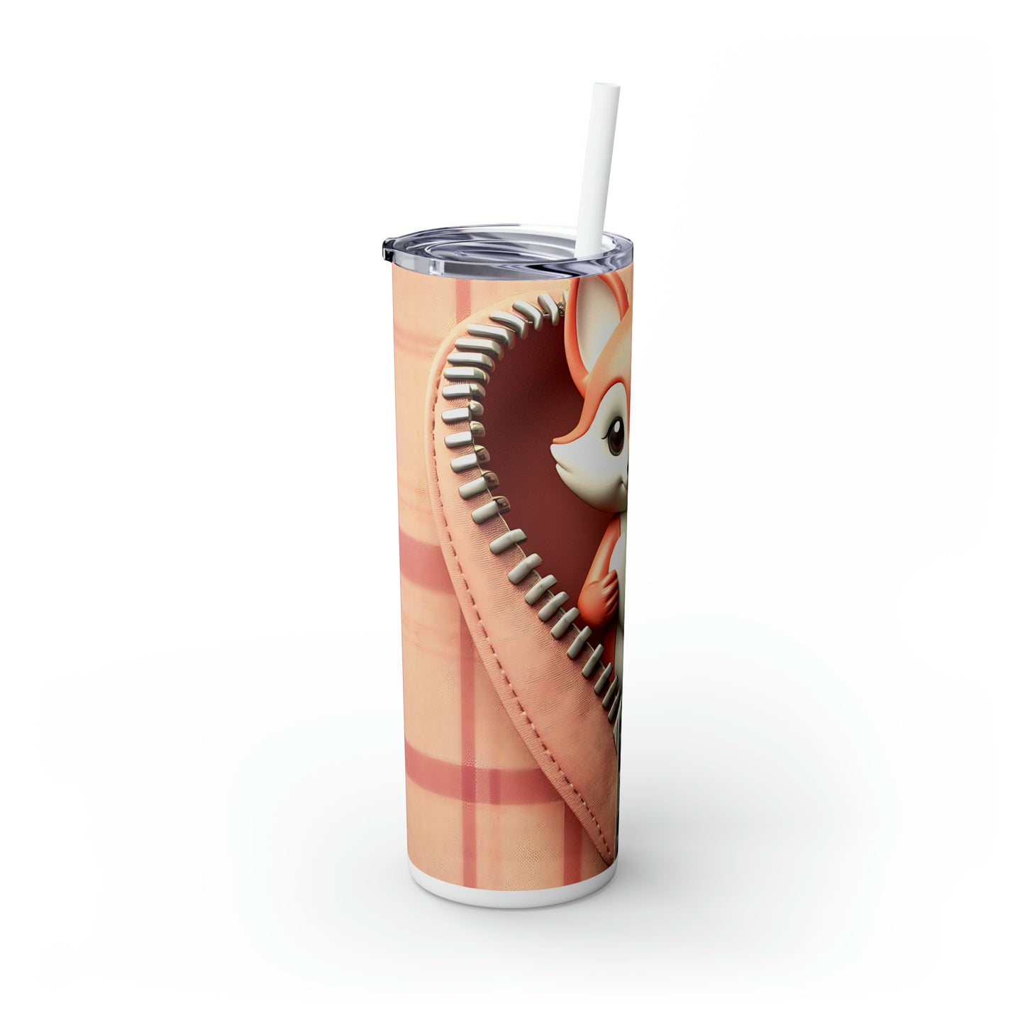 Skinny Tumbler with Straw, 20oz, Fox, Valentines Day, awd-948