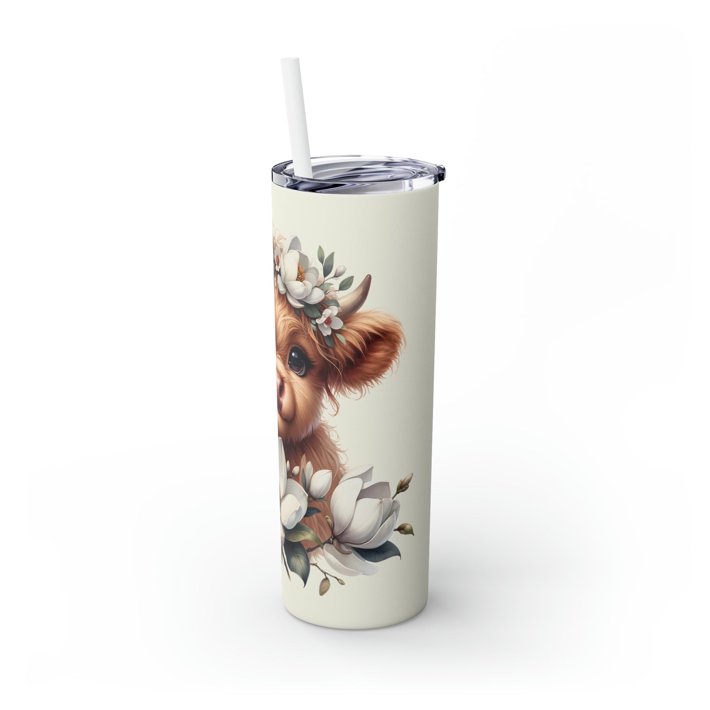 Skinny Tumbler with Straw, 20oz, Baby Highland Cow