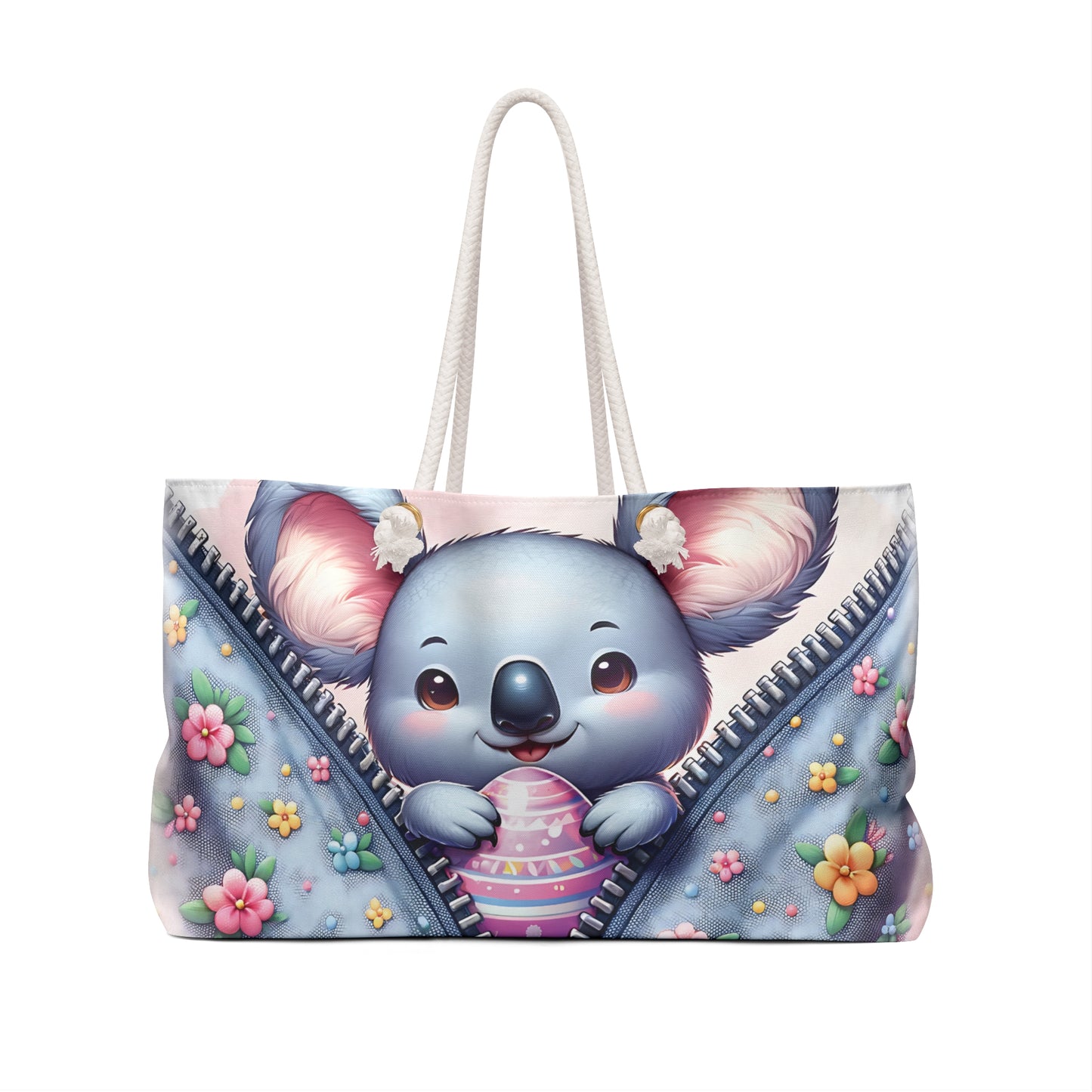 Personalised/Non-Personalised Weekender Bag, Easter, Cute Koala, Large Weekender Bag, Beach Bag, Book Bag