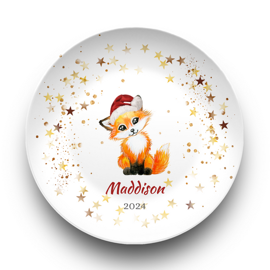 Personalised Fox Christmas Plate