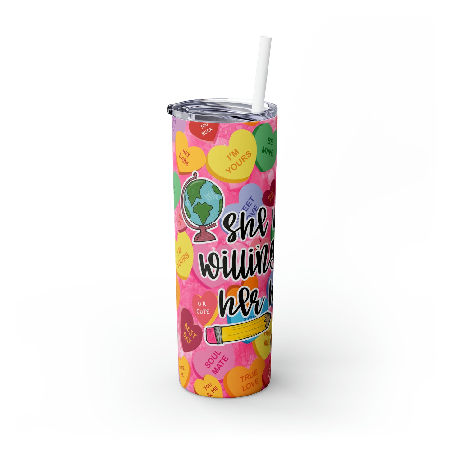 Skinny Tumbler with Straw, 20oz, Teacher