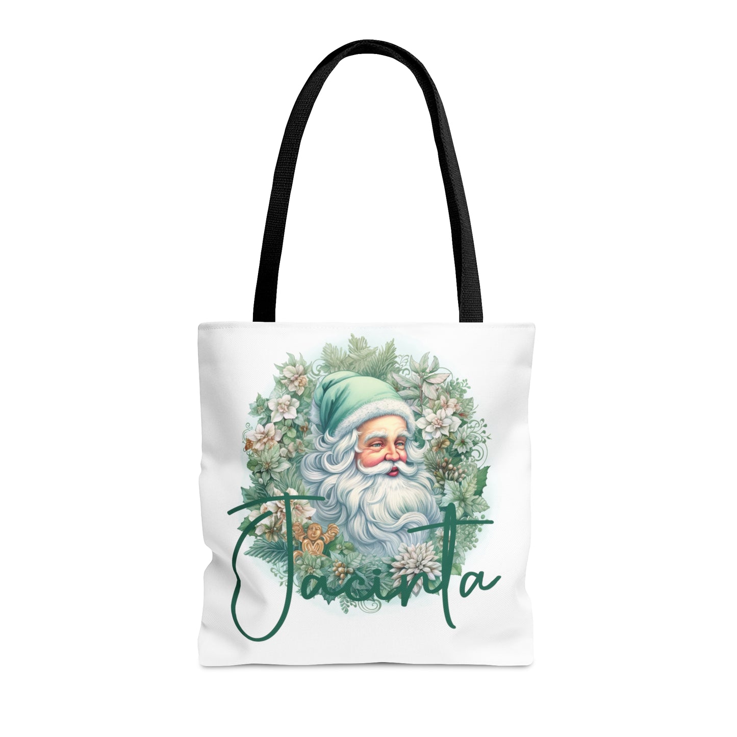 Santa wreath Personalised Tote Bag, Christmas bag, Christmas Tote Bag, Personalised/Non-Personalised