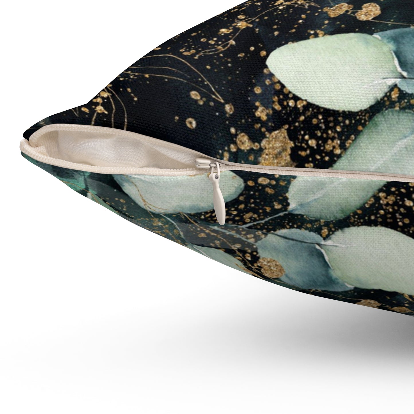 Spun Polyester Square Pillow, Eucalyptus Leaves Cushion