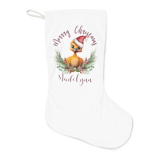 Personalised Santa Stocking, Australian Animals Poinsettia, Emu