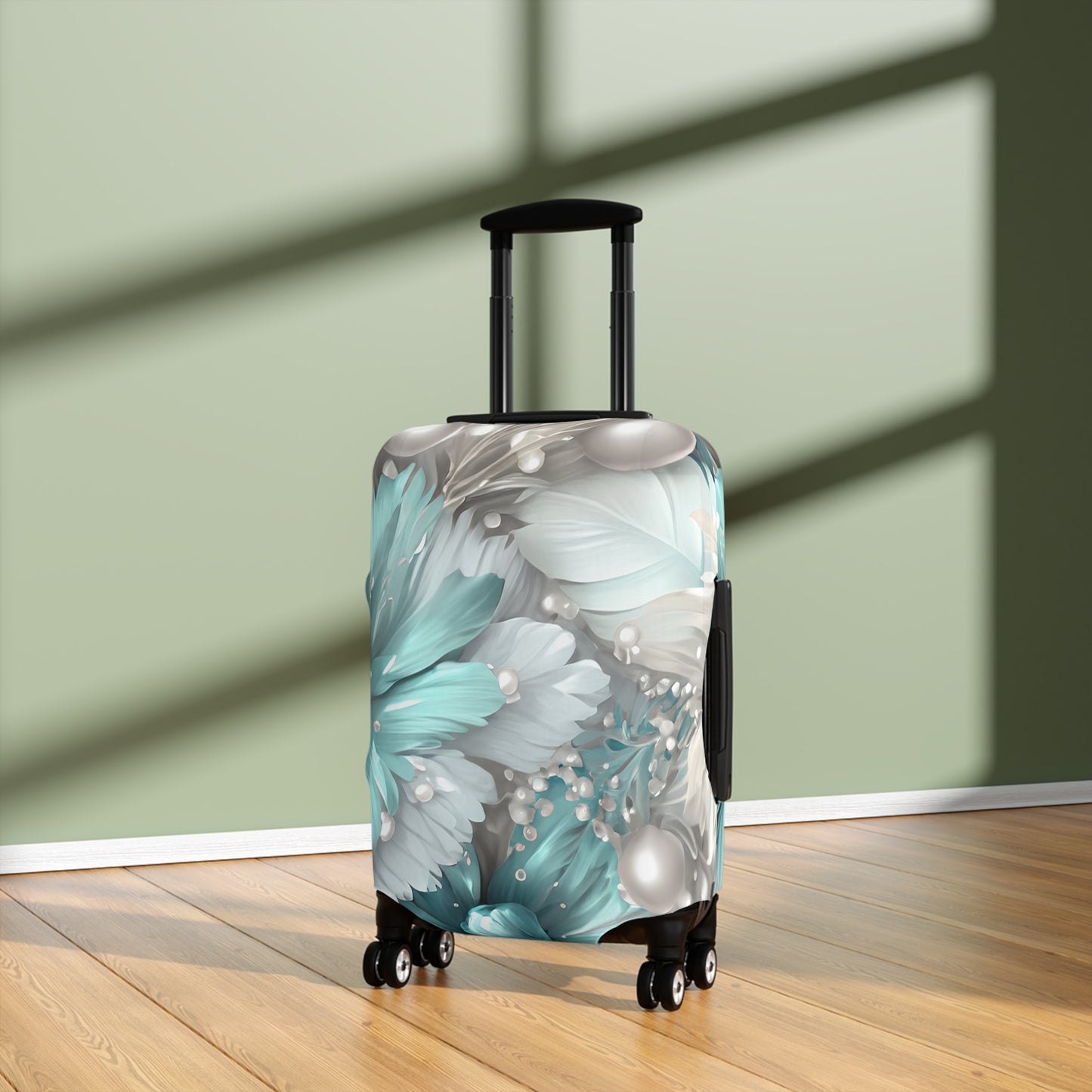 Luggage Cover, Turquoise Floral-2