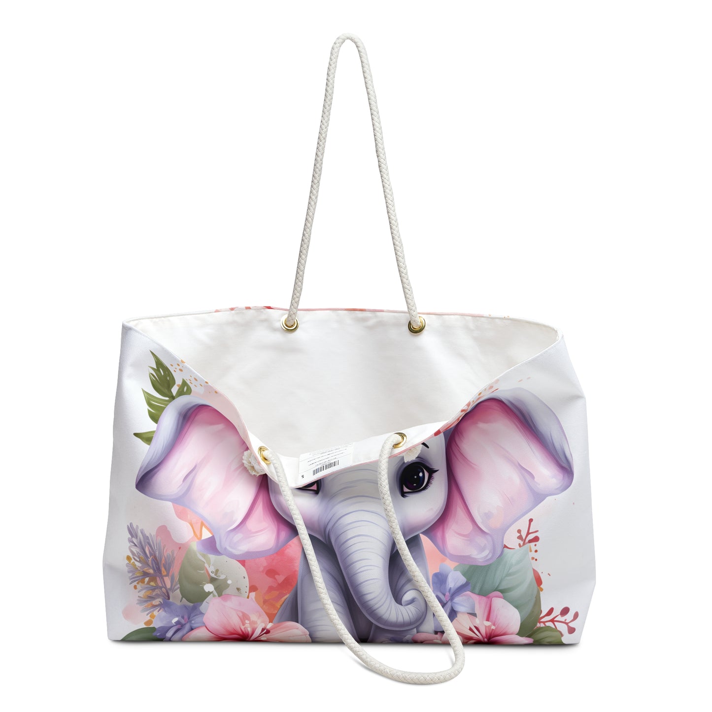 Personalised/Non-Personalised Weekender Bag, Elephant, Large Weekender Bag, Beach Bag, Book Bag