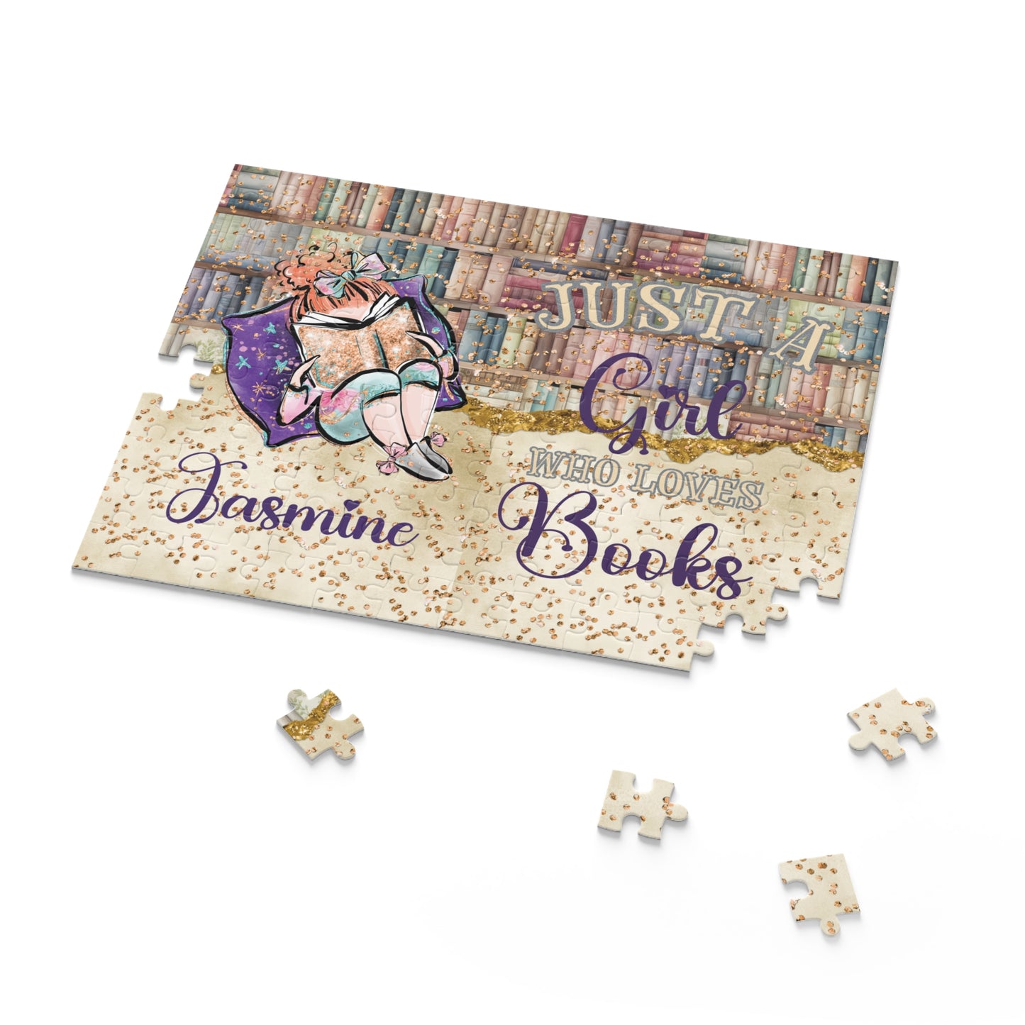 Puzzle, Just a Girl who Loves Books, Red Hair, Personalised, (120, 252, 500-Piece)