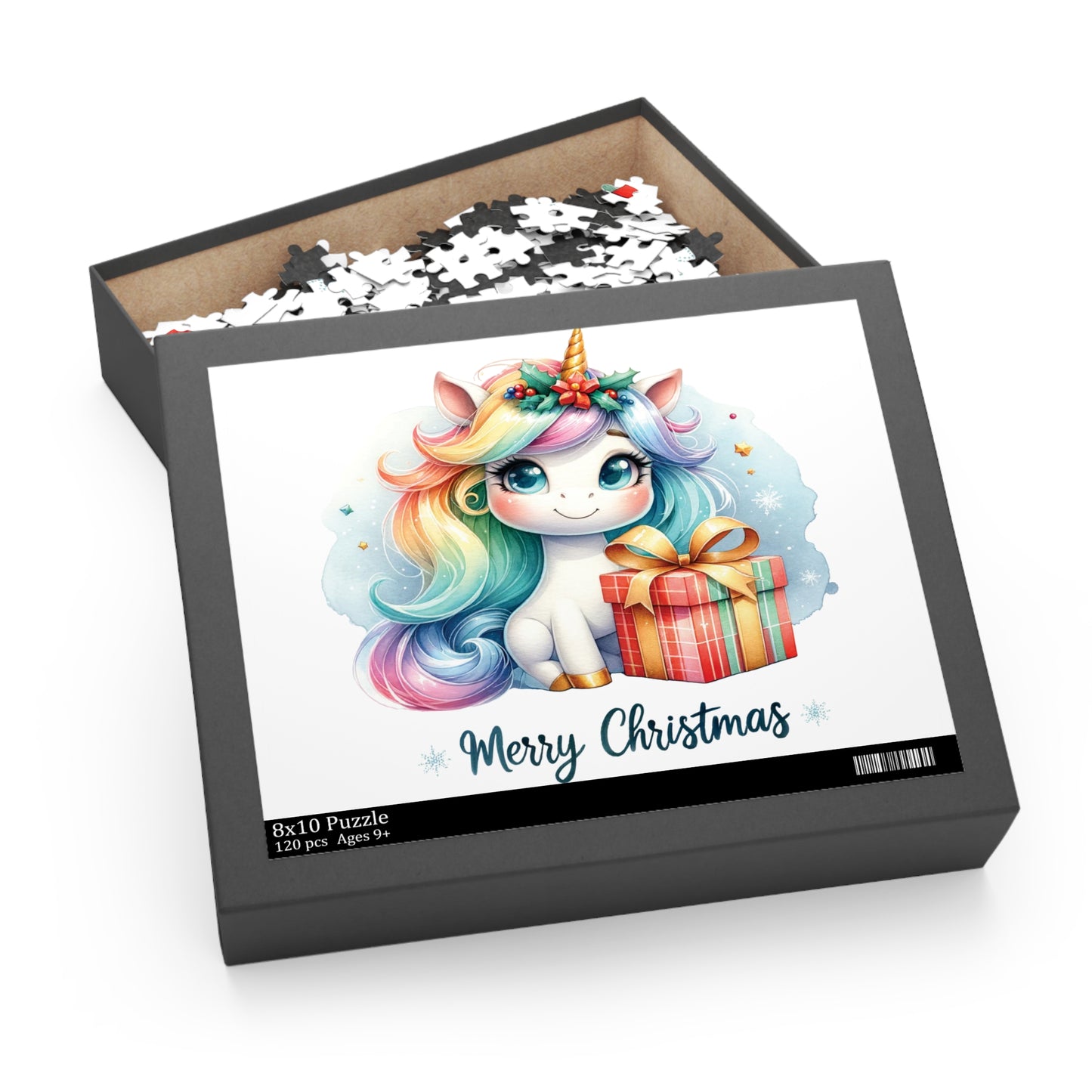 Personalised/Non-Personalised Puzzle, Christmas, Unicorn (120, 252, 500-Piece)