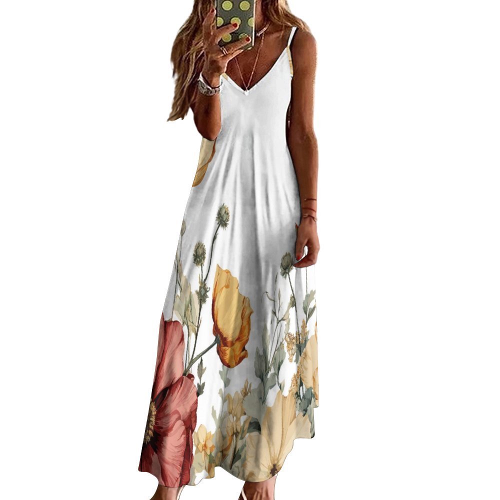 Wildflowers Spaghetti Strap Ankle-Length Dress Long dress