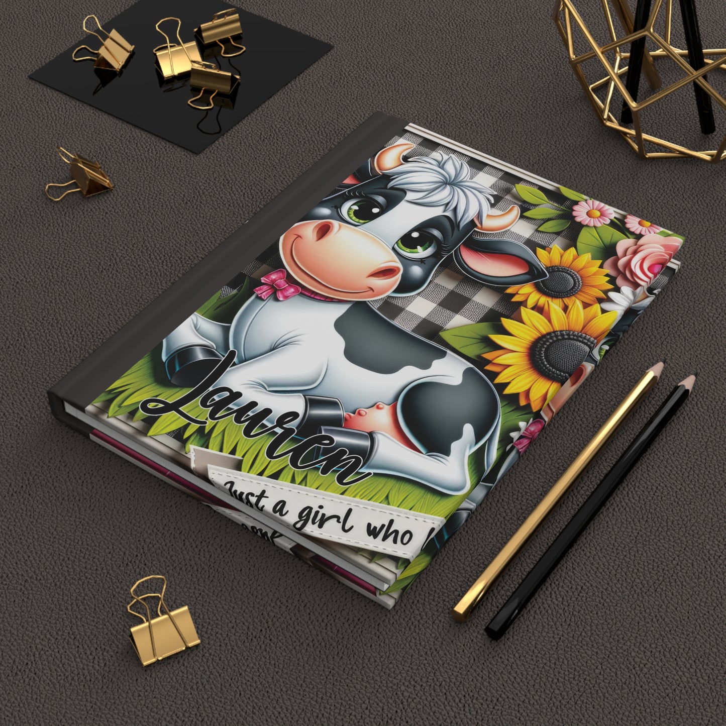 Personalised Hardcover Journal Matte, Just a Girl who Loves Cows, awd-1802