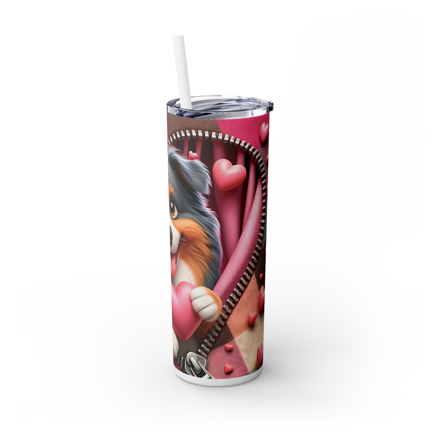 Skinny Tumbler with Straw, 20oz, Dog, Valentines Day, awd-1124