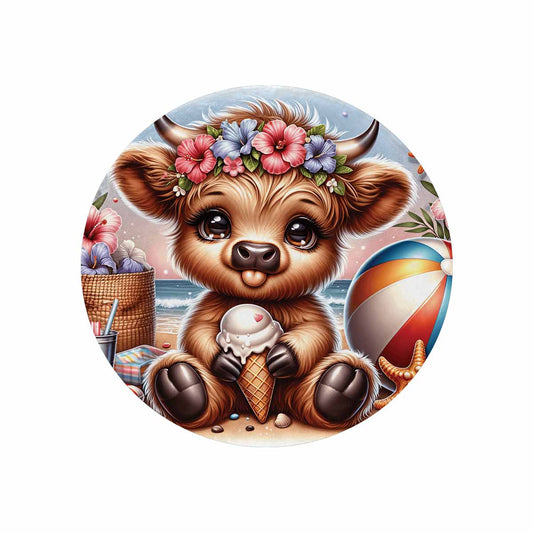 Highland Cow Awd35120  Circular Micro Fleece Blanket 47"
