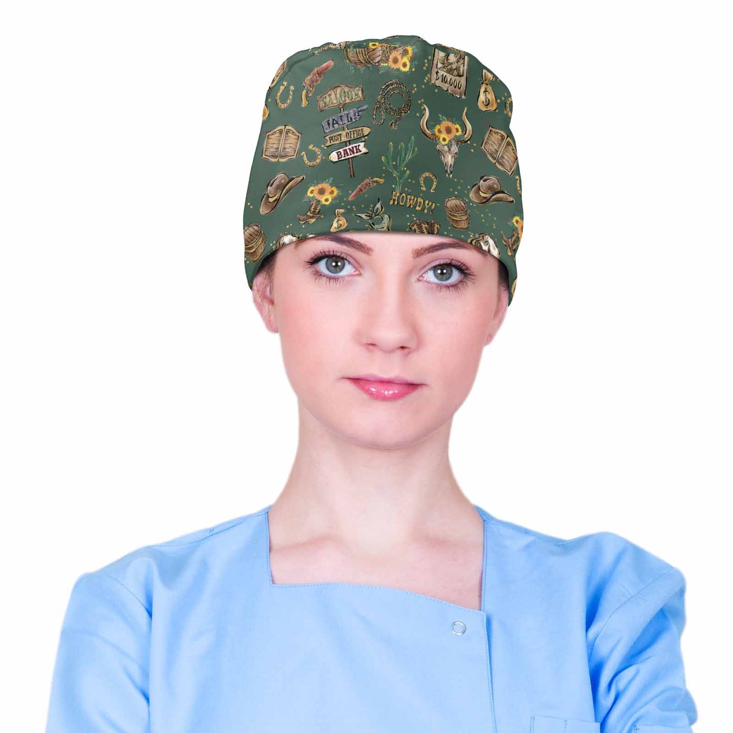 Nurse Scrub Cap Green Western  Scrub Cap