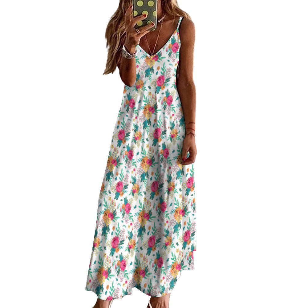 Australian Floral Spaghetti Strap Ankle-Length Dress Long dress