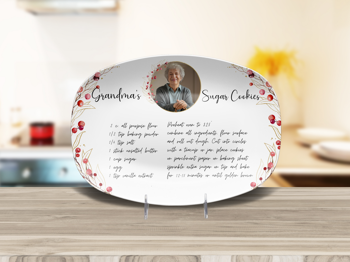 Personalised Handwritten Family Recipe Heirloom with Photo Plate/Platter