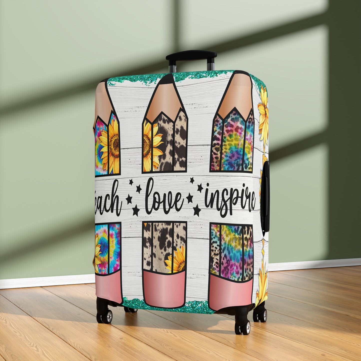 Luggage Cover, Teacher, Teach, Love, Inspire, awd-1755