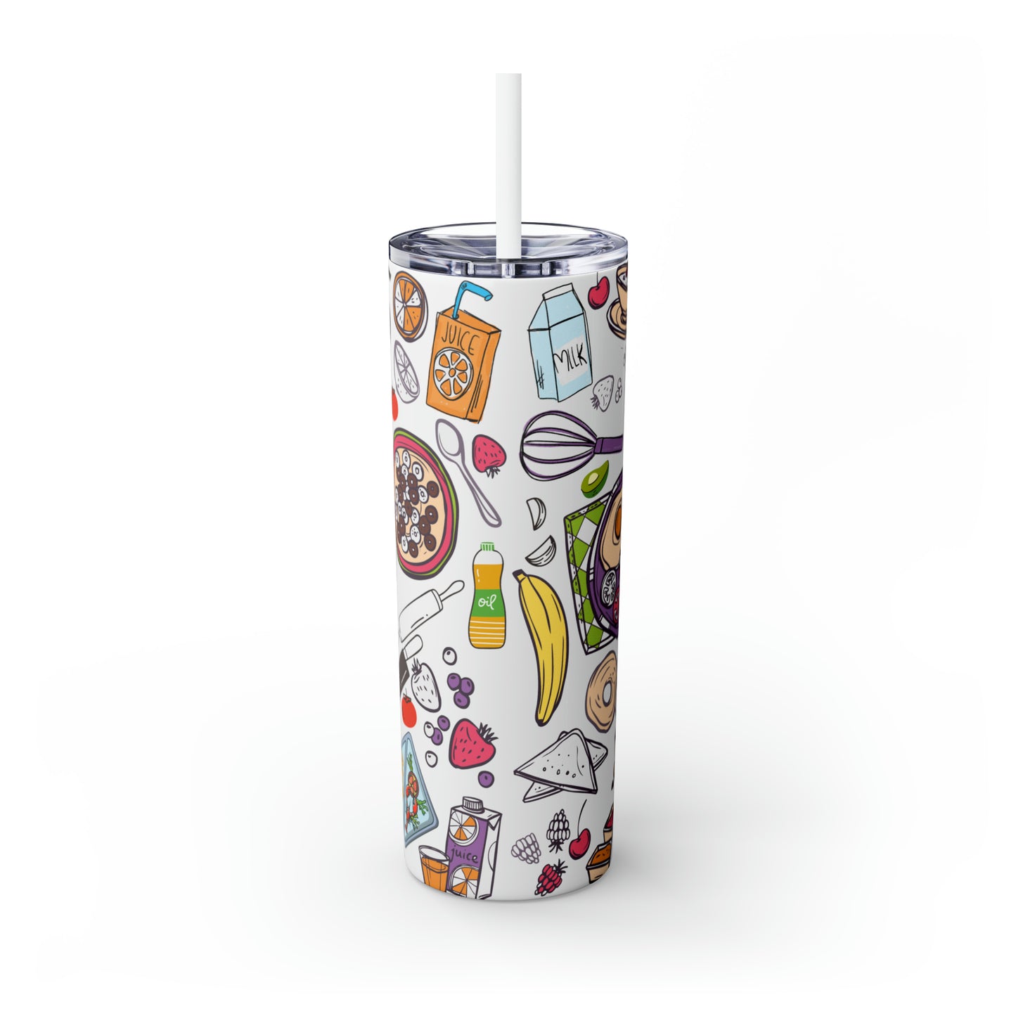 Skinny Tumbler with Straw, 20oz, Lunch Lady