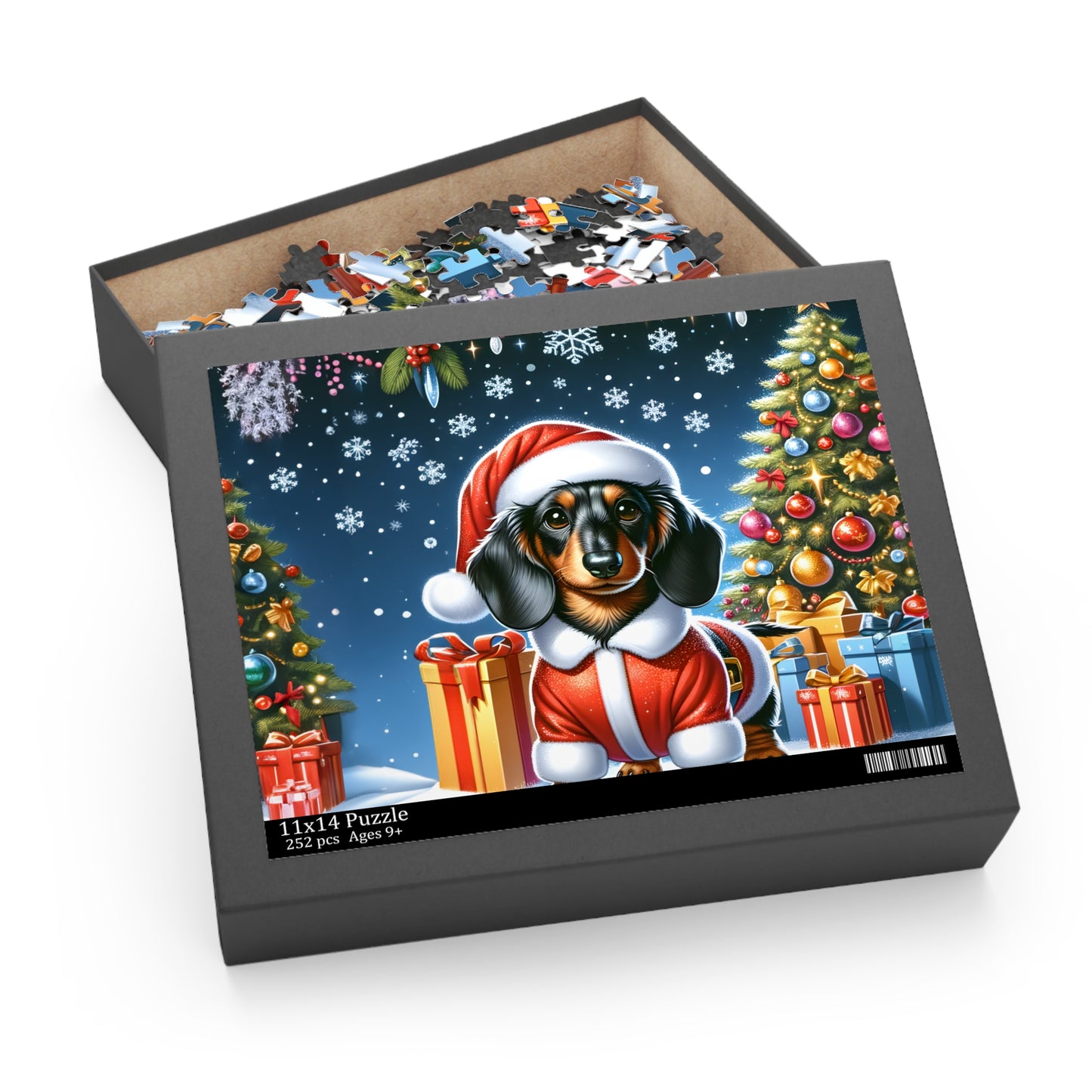 Personalised/Non-Personalised Puzzle, Christmas, Dashound (120, 252, 500-Piece)