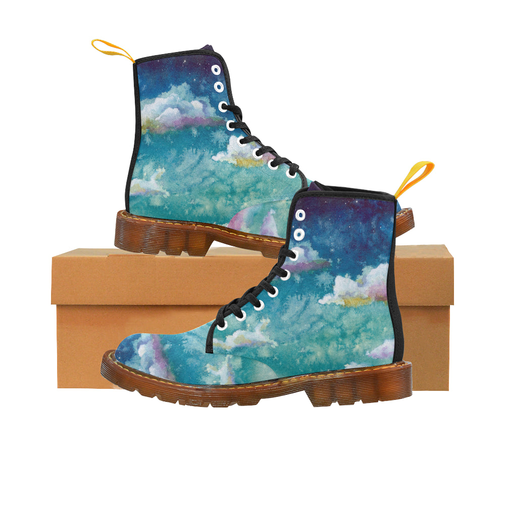 Watercolor Clouds and Starry Sky honey Martin Boots For Men Model 1203H