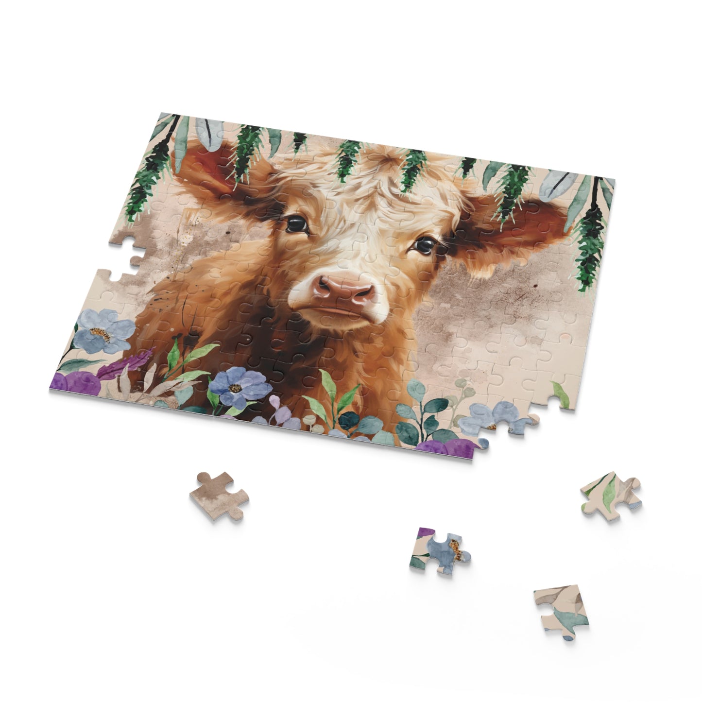 Personalised/Non-Personalised Puzzle, Highland Cow (120, 252, 500-Piece)